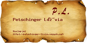 Petschinger Lívia névjegykártya